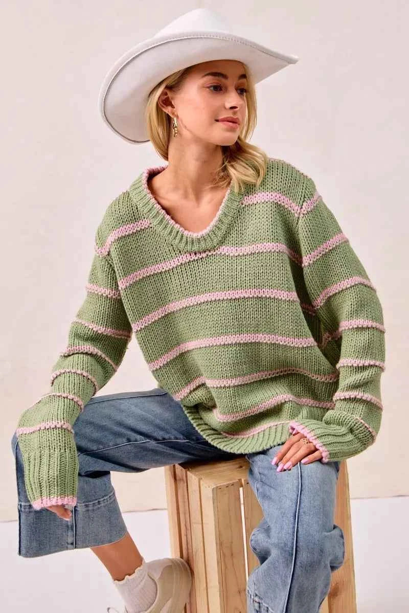 BiBi Striped Long Sleeve Sweater fa91b7010dea40f58232408a9fe27d89-Max-Origin