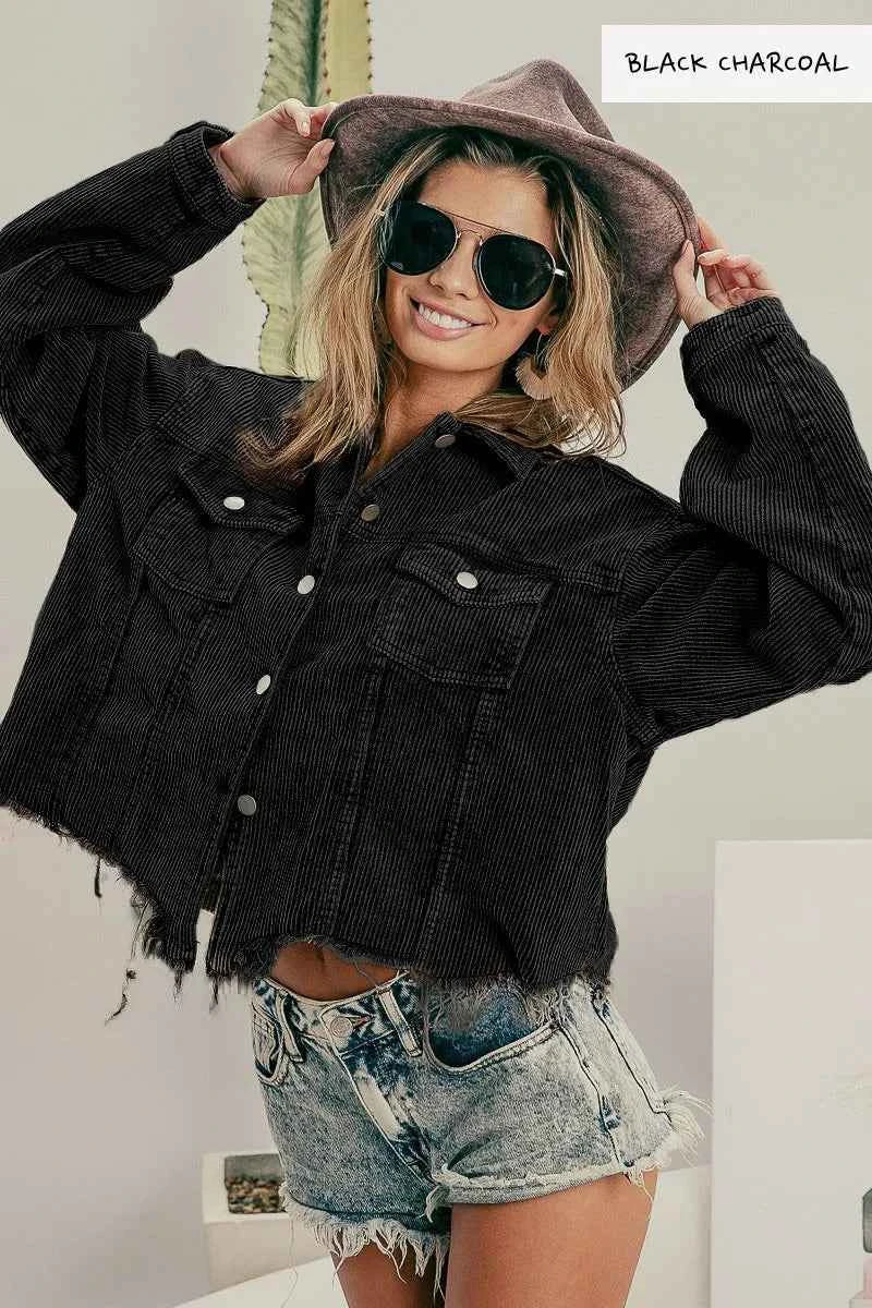 BiBi Vintage Washed Corduroy Jacket BLACK CHARCOAL fa9409196dcf4cb59bc4f534d2fe7310-Max-Origin