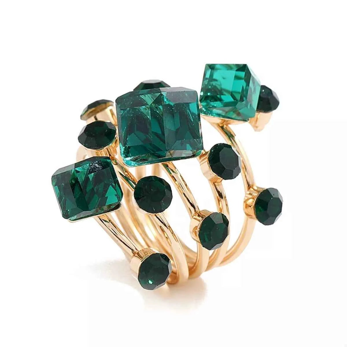 18K Gold-Plated Multi-Layered Ring Dark Green One Size fa9ef0f8-fdf6-43c1-8b2c-341fce099507-Max-Origin