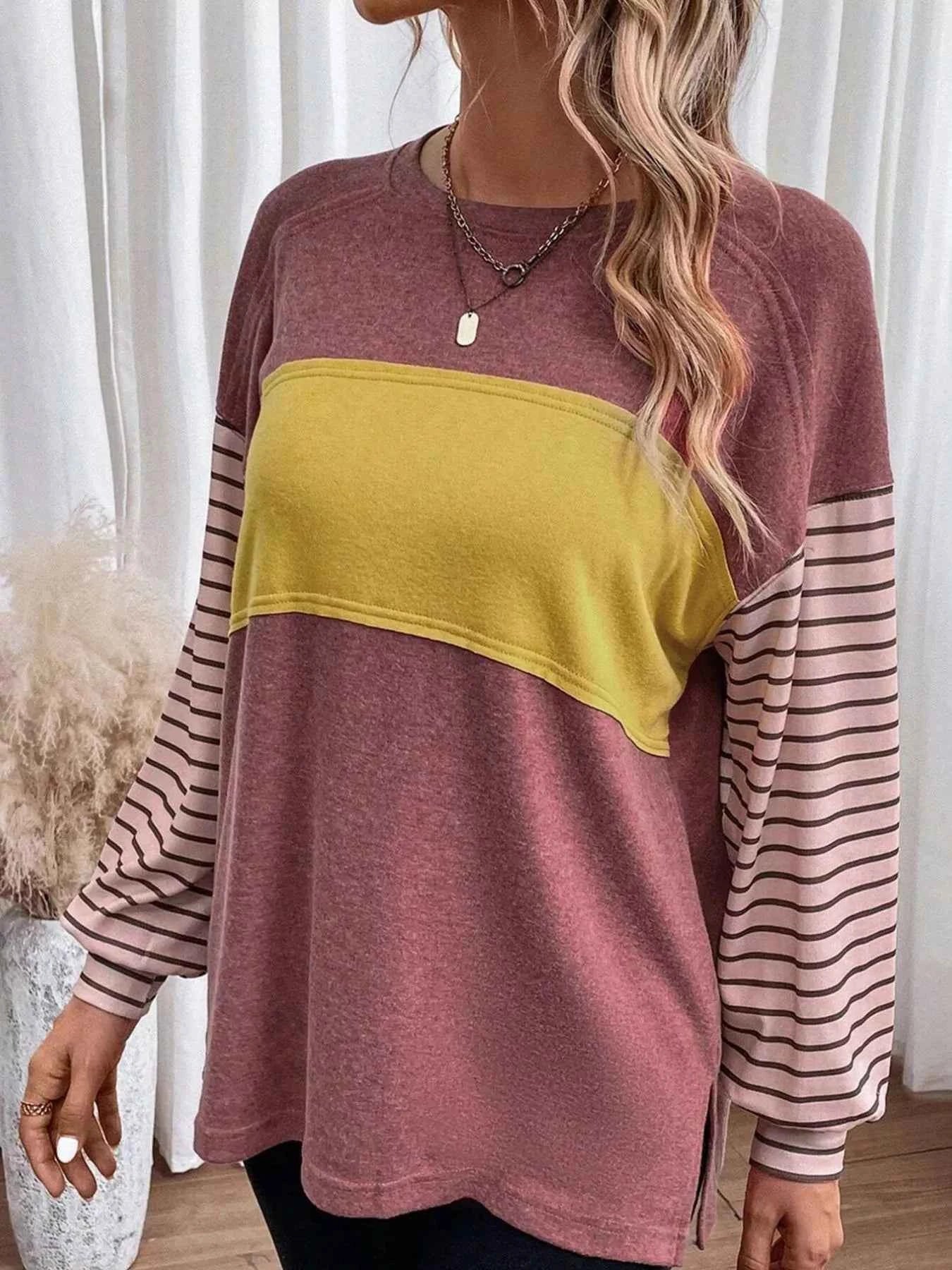 Striped Color Block Long Sleeve T-Shirt fabd6896-ce01-4ea7-93ce-a79ed9fe95e6-Max-Origin
