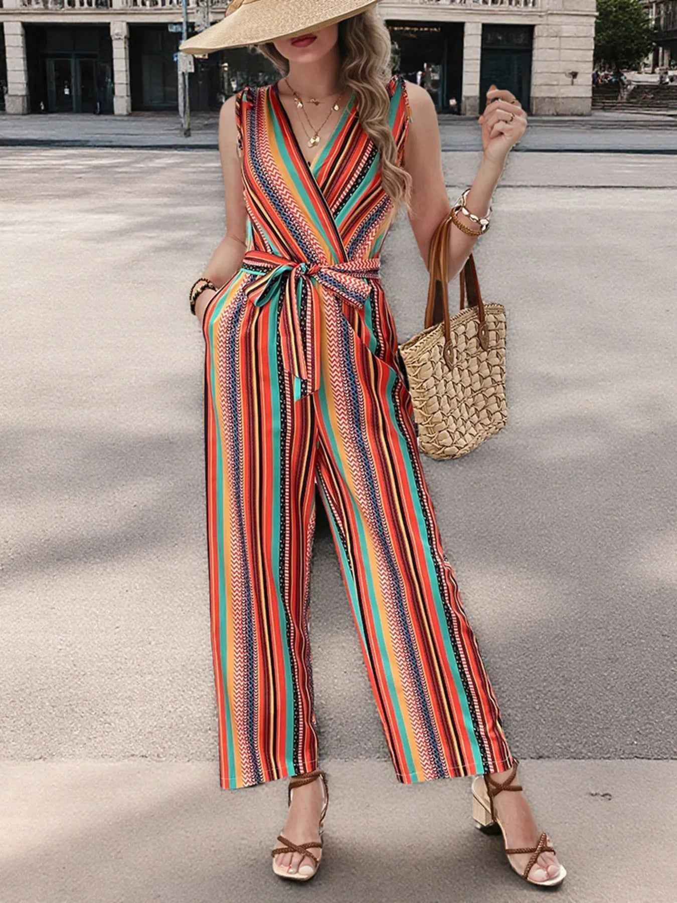 Striped Sleeveless Tie Waist Jumpsuit fac747c2a36b458eb09a1bd707ca57bf-Max-Origin