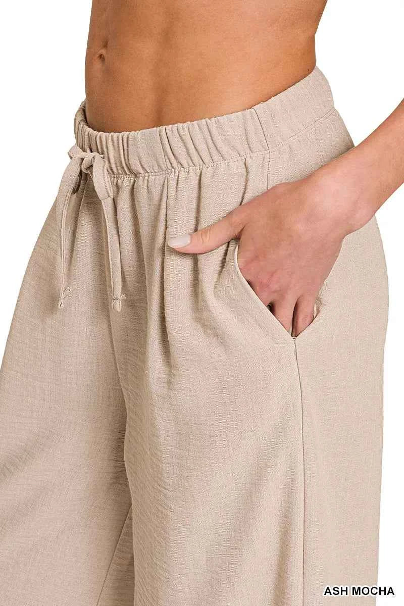 Zenana Woven Airflow Drawstring Pants faca0702-ecfd-4fda-8654-309b2749490e-Max-Origin