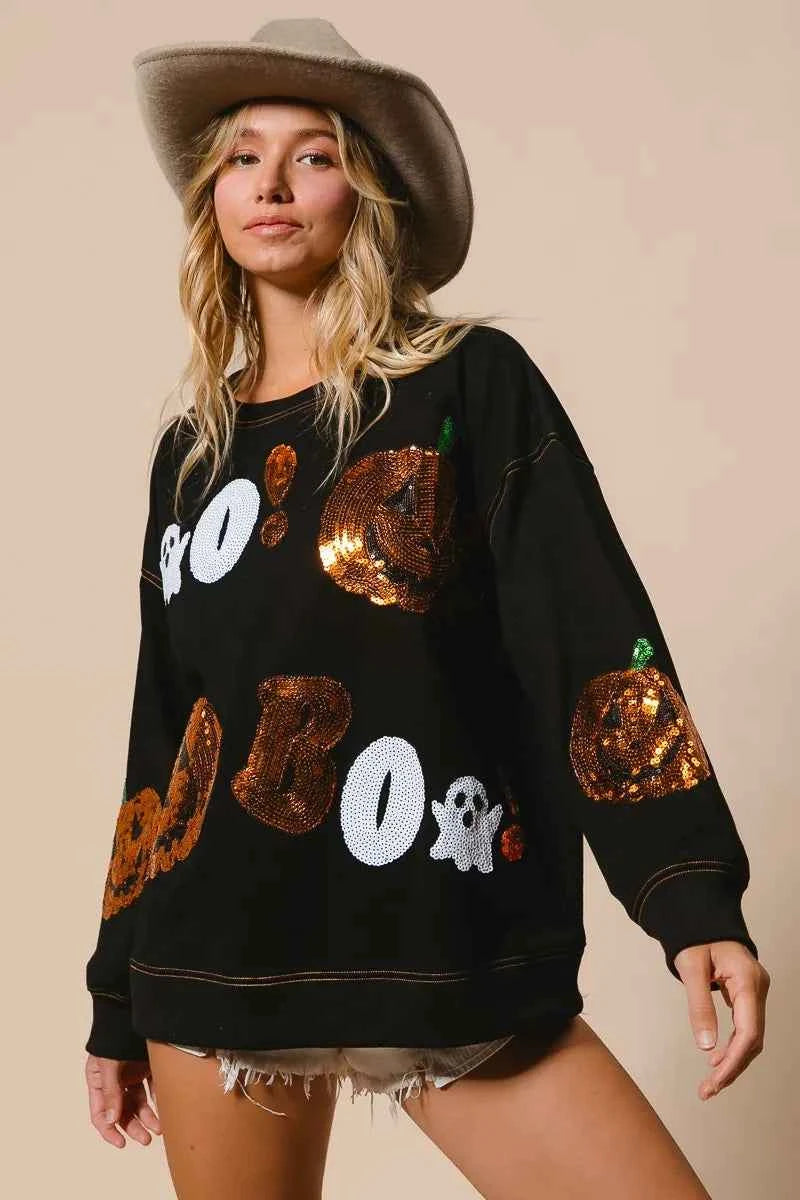 BiBi Halloween Theme Sequin Embroideries Sweatshirt facc48f218314f8298d46ff59513ea26-Max-Origin