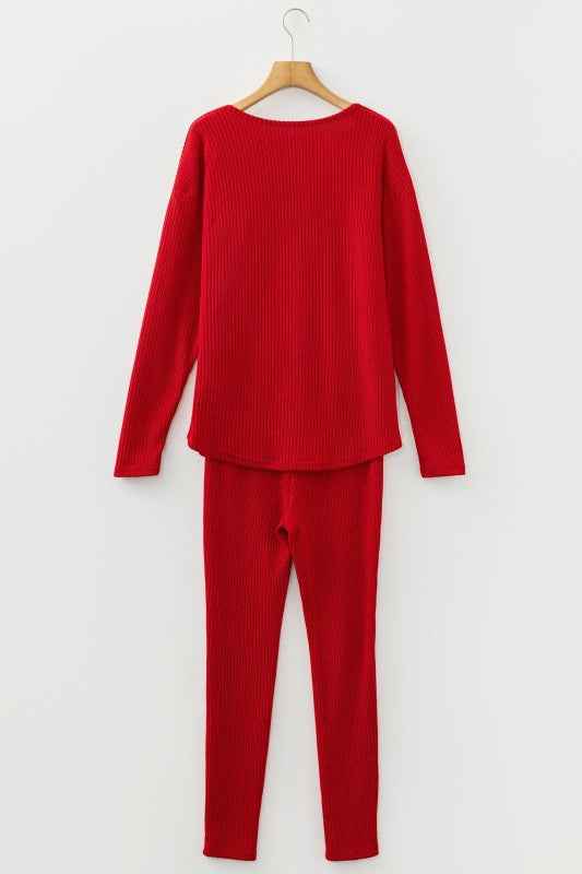 Ribbed Knit Long Sleeve Top and Leggings Set fad12a0a-1d82-4758-ab62-8a7831259c09