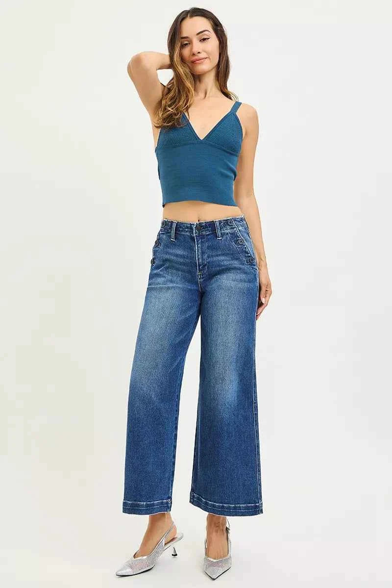 RISEN High Rise Wide Leg Jeans With Pocket Button Detail fadd4555c7b9400f9e9ebab9bde0f5de-Max-Origin