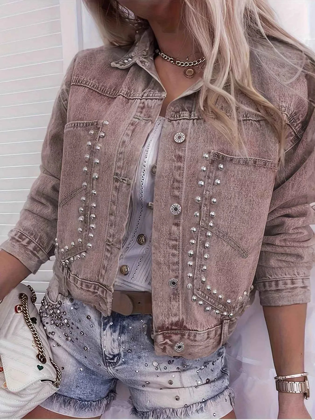 Studded Button Up Wash Denim Jacket fae04397-7a13-4d59-be0a-4270234bfaf5-Max-Origin