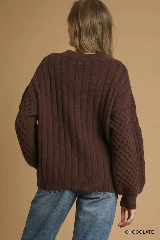 Cable Knit Pearl Button Cardigan fae51589-3504-48c9-90ab-789fce1ac850-Max-Origin