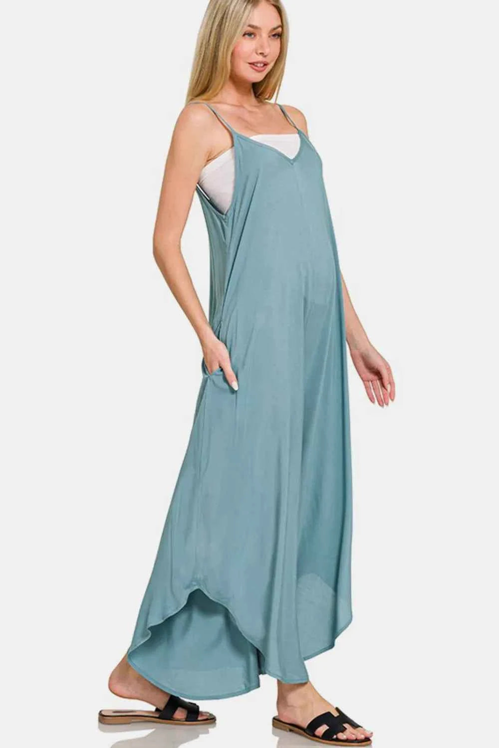 Zenana Spaghetti Strap Wide Leg Overalls with Pockets fae981a2-51da-4a62-9e02-b8b1ae61abeb-Max