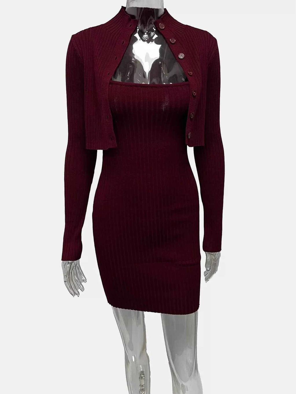 Ribbed Knit Button-Up Cardigan and Dress Sweater Set faea0f26db9846508cb7cd0d2c4a48a5-Max-Origin