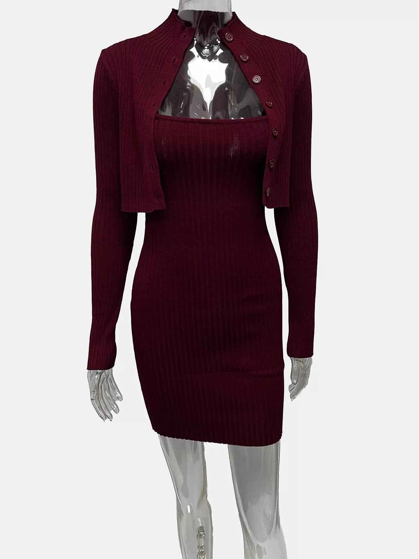 Ribbed Knit Button-Up Cardigan and Dress Sweater Set faea0f26db9846508cb7cd0d2c4a48a5-Max-Origin