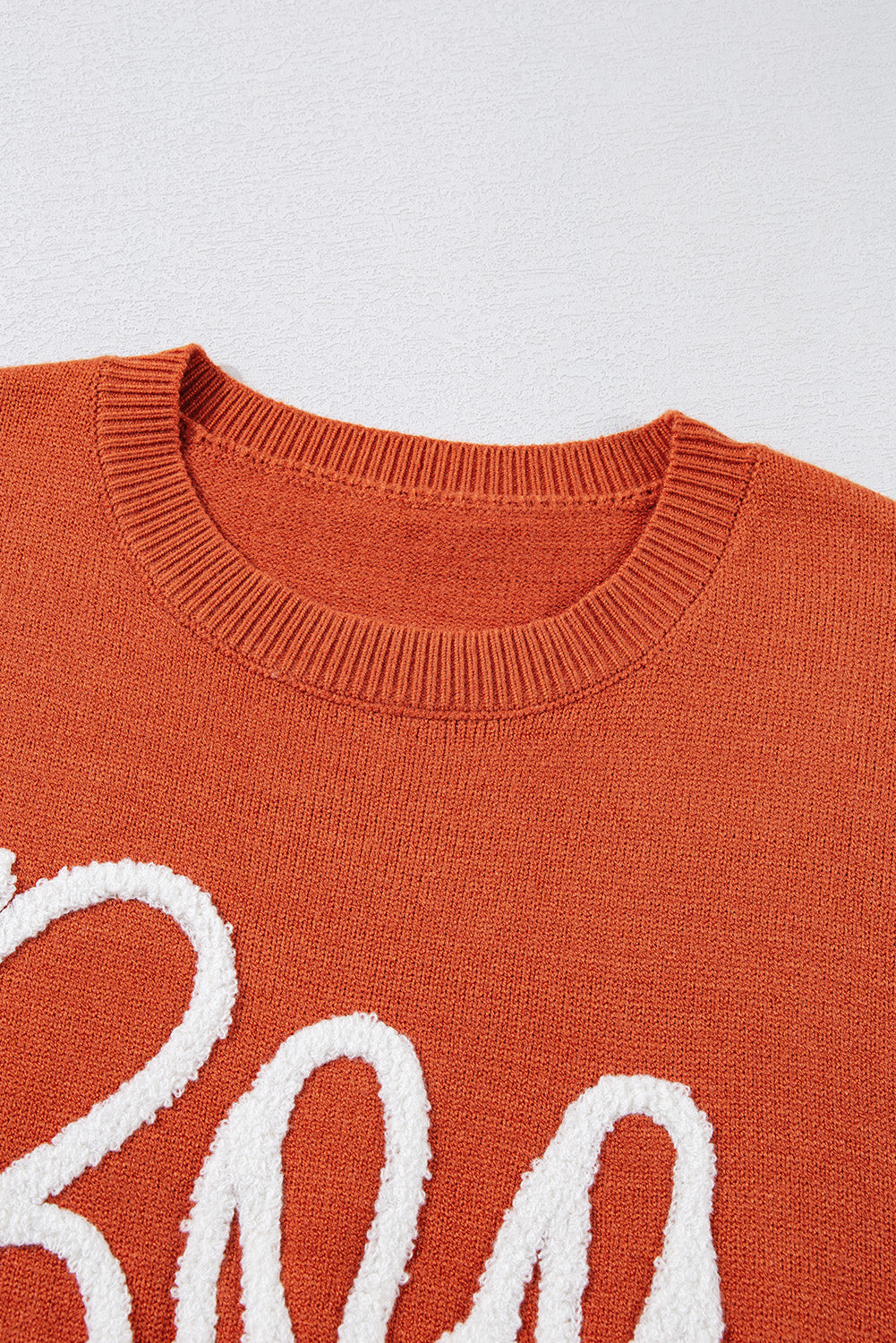 Orange Halloween Boo Drop Shoulder Knit Sweater fb09c59b710b49a3