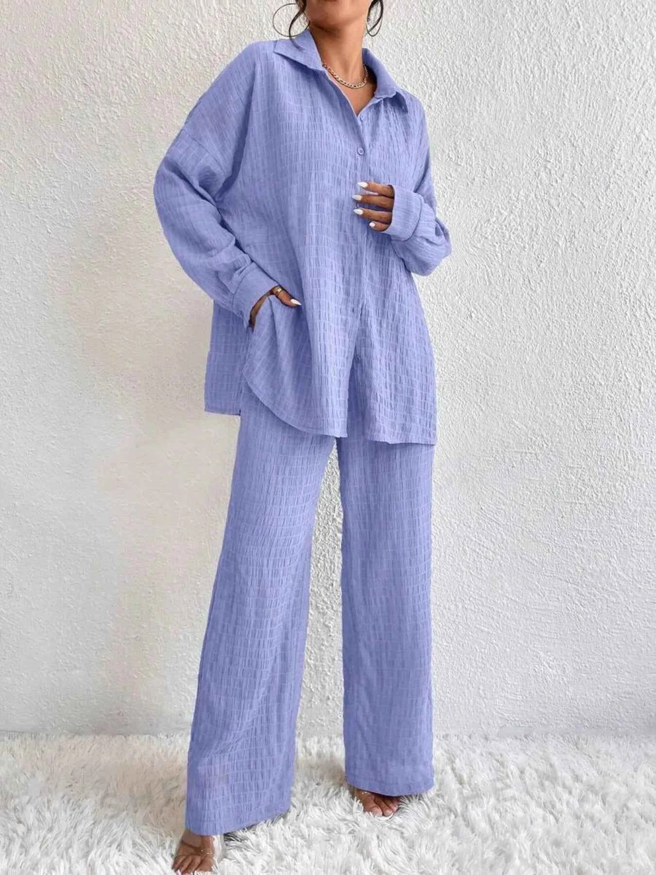Button Up Long Sleeve Shirt and Pants Set fb205e3e12ce4e419dffaeaf02f6c3bd-Max-Origin
