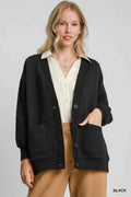 Umgee Button-Up Jacquard Cardigan Black fb2c6c6c-7d54-42ba-ad3a-231c4d5d4d33-Max-Origin