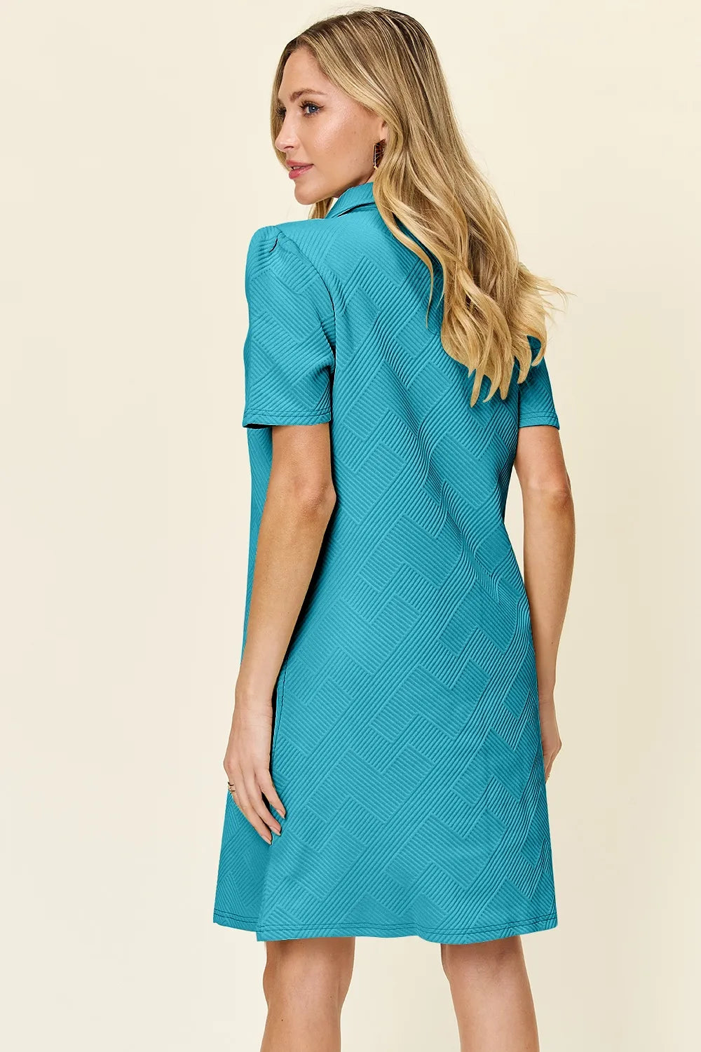 Double Take Full Size Texture Collared Neck Short Sleeve Dress fb2dac5f-8ee9-42af-9c50-a9b974485405-Max