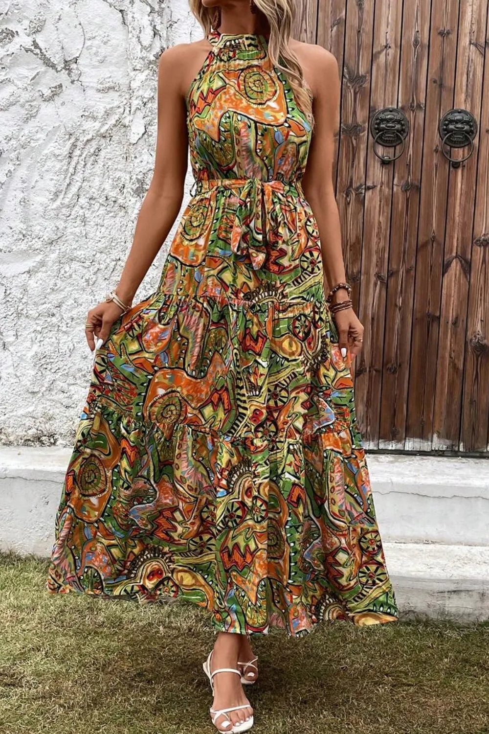 Tied Floral Sleeveless Dress fb31abc3-20e0-42c2-a75c-0664e669bc93-Max