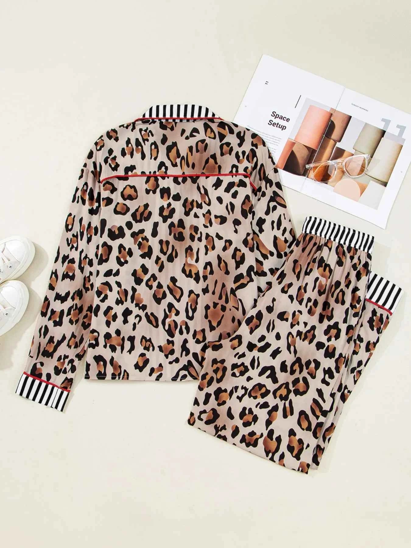 Leopard and Striped Trim Shirt and Pants Set fb46ddad-e05e-4975-893a-d6a73b41b415-Max-Origin