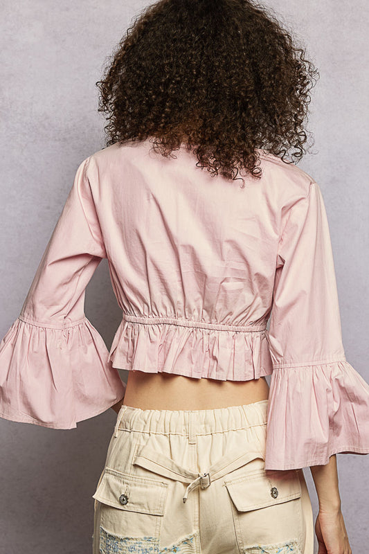 Floral Embroidered Cropped Blouse with Flared Ruffle Sleeves fb476bbe-6857-465b-937a-2a6b6e801d27-Max