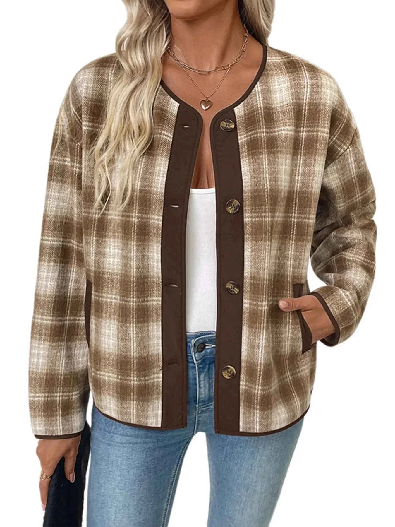 Plaid Long Sleeve Button-Up Jacket fb489dff6f6e47a4afc60bf57d611678-Max-Origin
