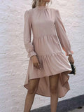 High-Low Flounce Sleeve Dress Khaki fb4c18ea-7bc5-4325-b5d5-9550fcc21062-Max-Origin