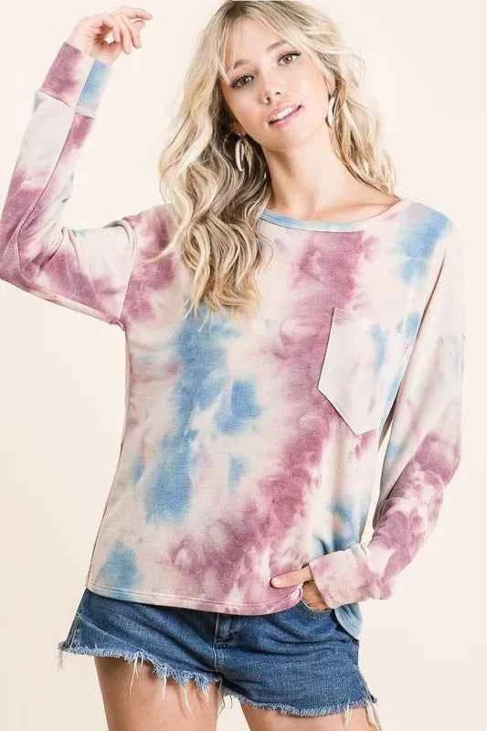 BiBi Tie Dye Print Terry Top With Front Patch Pocket fb4c6862eef64e438e2f916f85e5dca3-Max-Origin