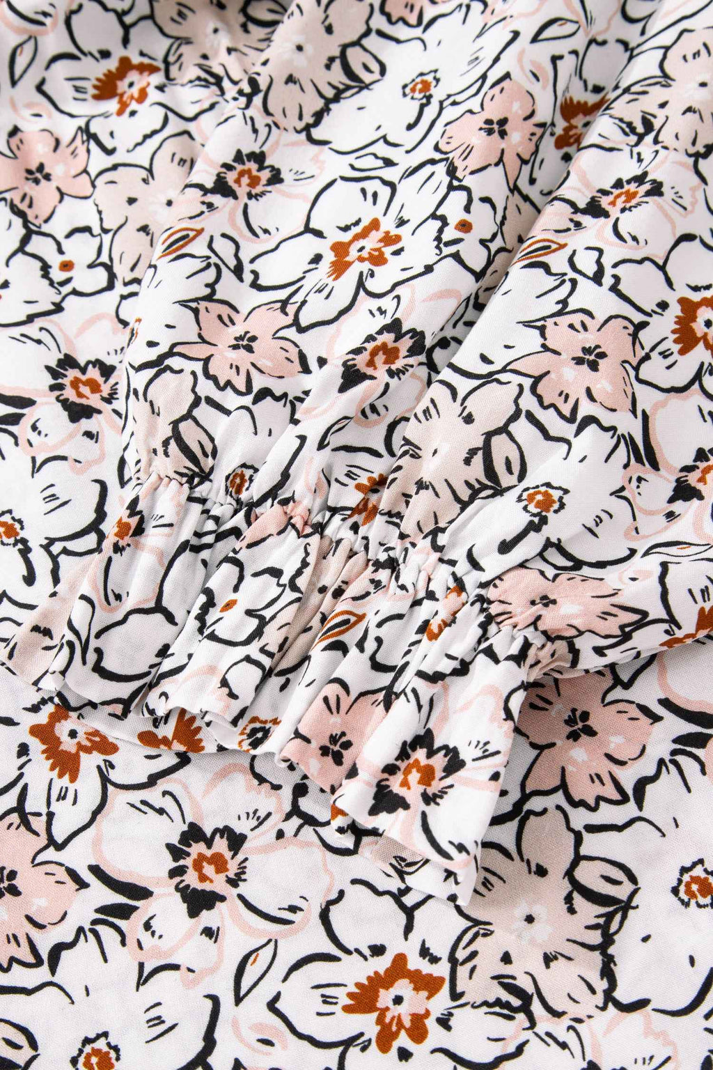 Khaki Bold Floral Print Frilled Puff Sleeve Button Down Shirt fb54979c2880032d