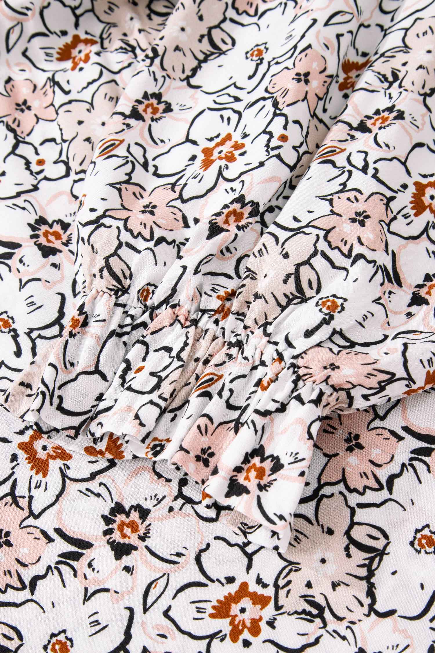 Khaki Bold Floral Print Frilled Puff Sleeve Button Down Shirt fb54979c2880032d