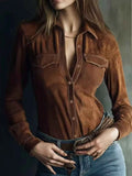 Suede Button-Down Shirt Brown fb55593806c54aefba065e2d18576707-Max-Origin