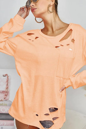 Triblend with Laser Cut Detailed T-Shirt PEACH fb5f8e38-ca4c-40d4-9f54-2d44891c036c-Max-Origin