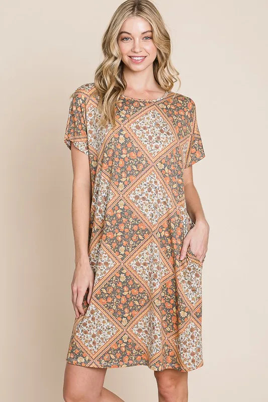 BOMBOM Multicolored Leaves Jacquard Dress Camel fb7a21843ebc4fe39628cf9ee46c52c1-Max-Origin