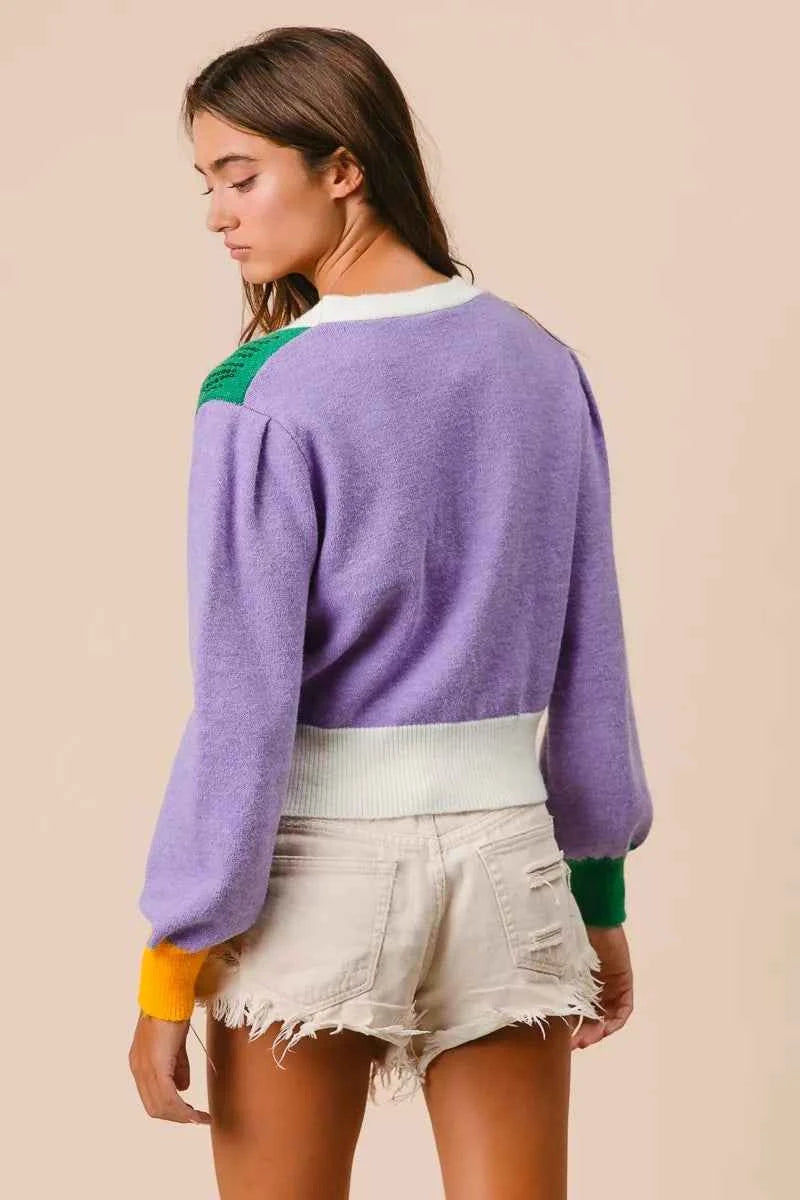 BiBi Mardi Gras Color Block Sequin Sweater Cardigan fb83d34f50e34080961a69426d46f6ef-Max-Origin