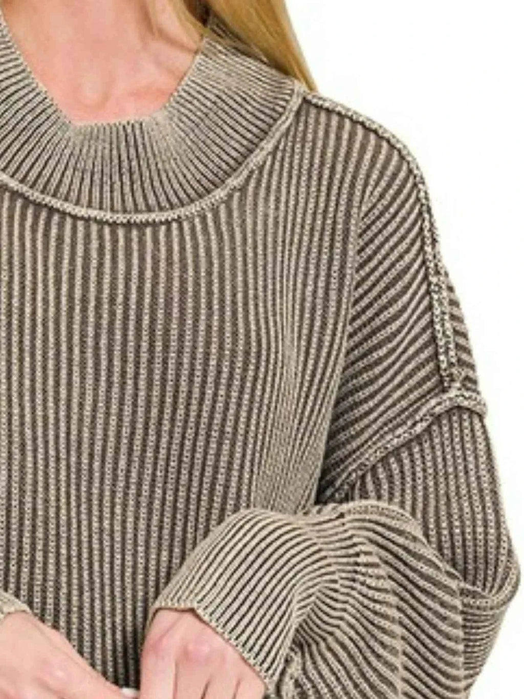 Zenana Washed Side Slit Oversized Sweater fb84179f-0880-4056-8a4f-4e335f3b7ee3-Max-Origin