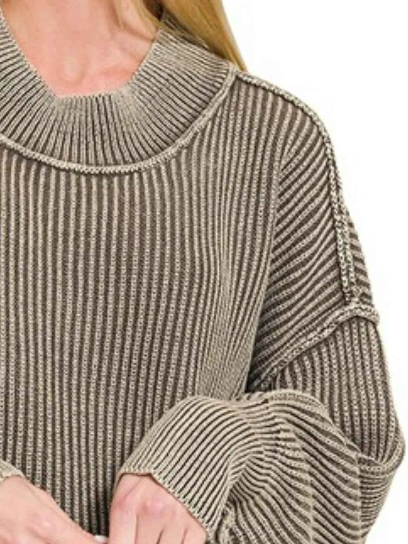 Zenana Washed Side Slit Oversized Sweater fb84179f-0880-4056-8a4f-4e335f3b7ee3-Max-Origin