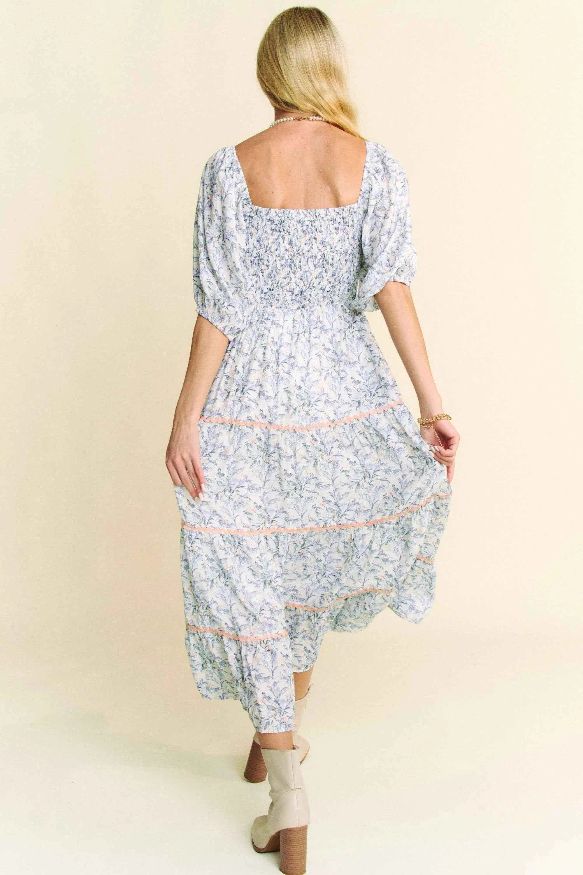 Davi & Dani Contrast Ric Smocking Bodice Tiered Midi Dress fb8923337d46412a9db7fd8932ddc5d3-Max-Origin