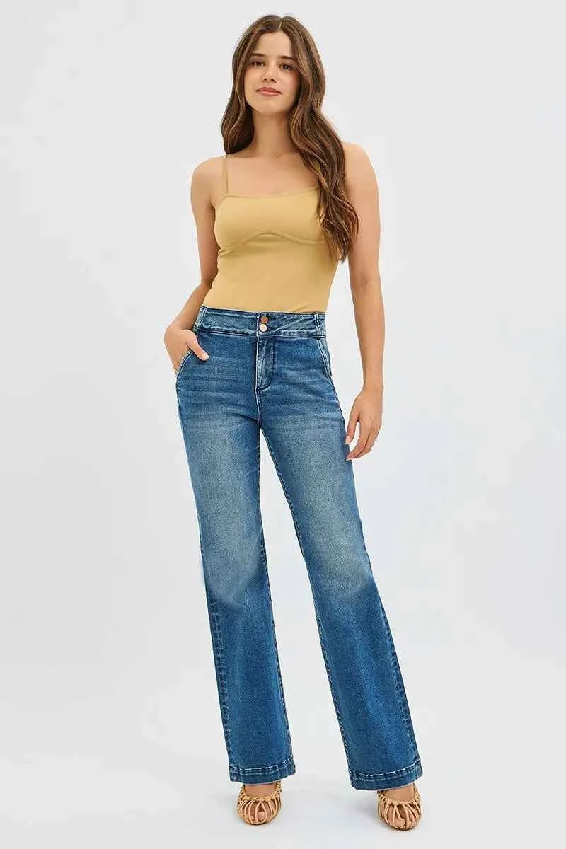 RISEN Full Size Tummy Control High Rise Bootcut Jeans with Double Button Waistband Plus Size fb8fc3212d2340f78b04f1ee2aa8c6d7-Max-Origin