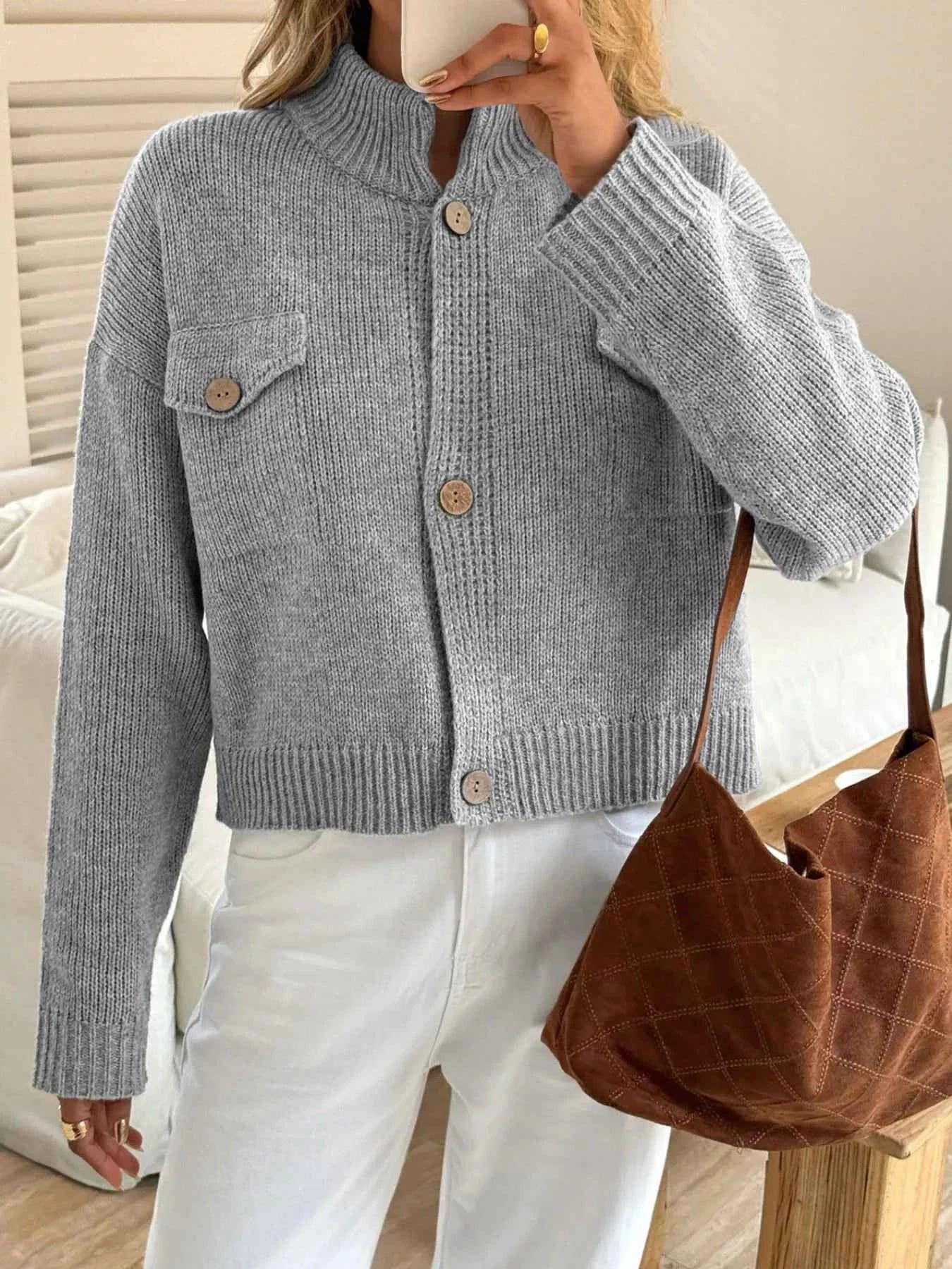 Button-Down Knit Cardigan Gray fb93c5fd-8e09-4454-bf8e-5d7386d68be4-Max-Origin