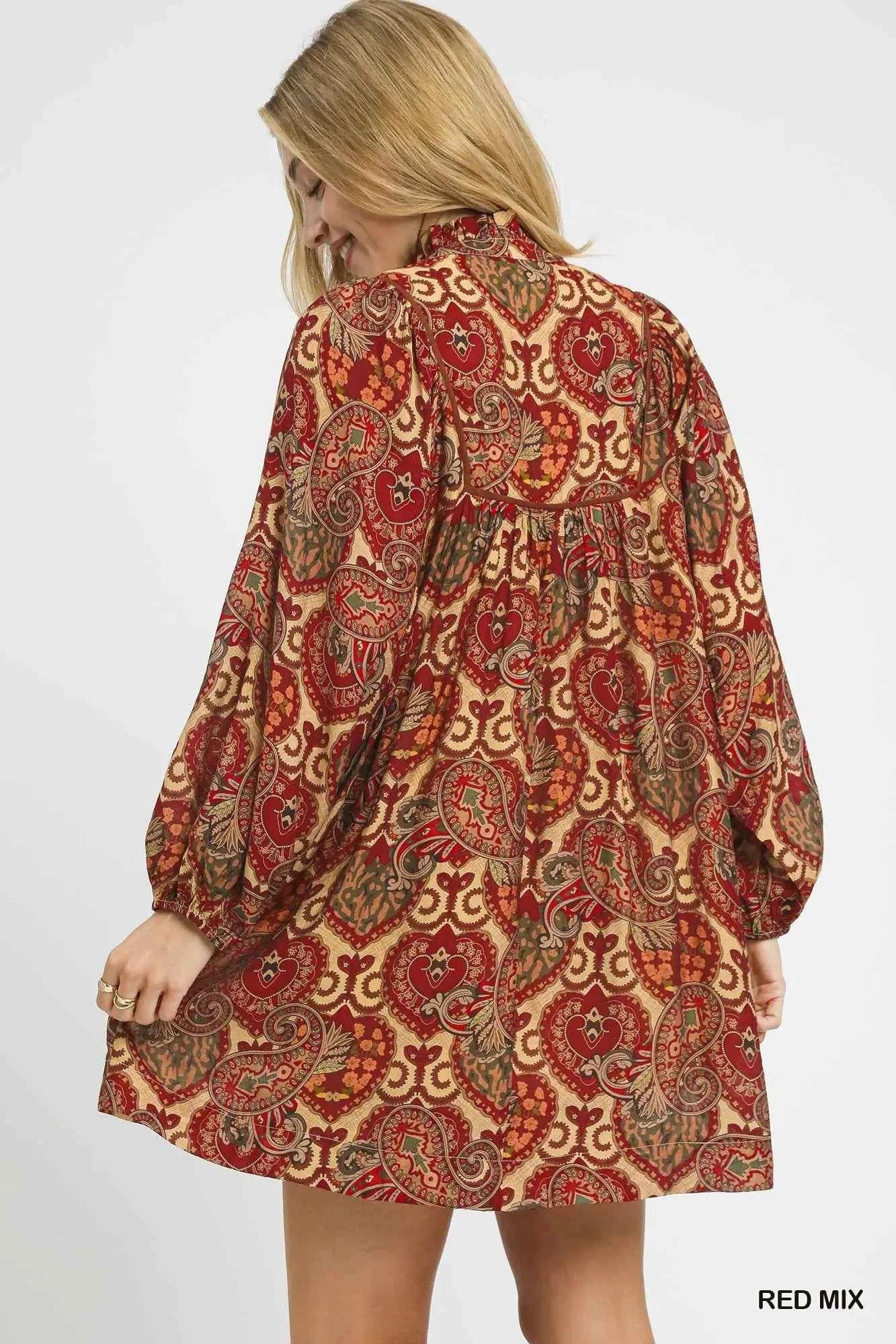 Boho Mix Paisley Babydoll Dress fb9cfde8-6eac-4f20-928f-1832a9631912-Max-Origin
