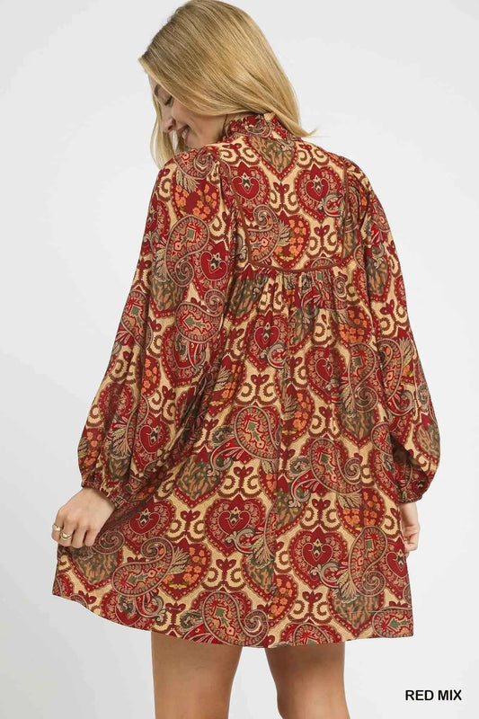 Boho Mix Paisley Babydoll Dress fb9cfde8-6eac-4f20-928f-1832a9631912-Max-Origin