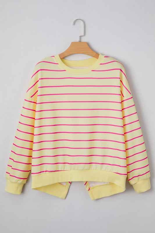 Stripe Overlap Drop Shoulder Pullover Sweatshirt fb9e33a5-25af-48cb-815f-e1f51499757b