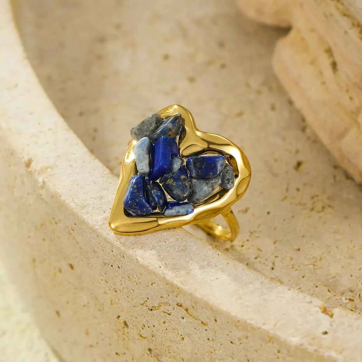 18K Gold-Plated Heart-Shaped Ring Navy One Size fb9f983e-94d6-4d65-bc24-29061faed95c-Max-Origin