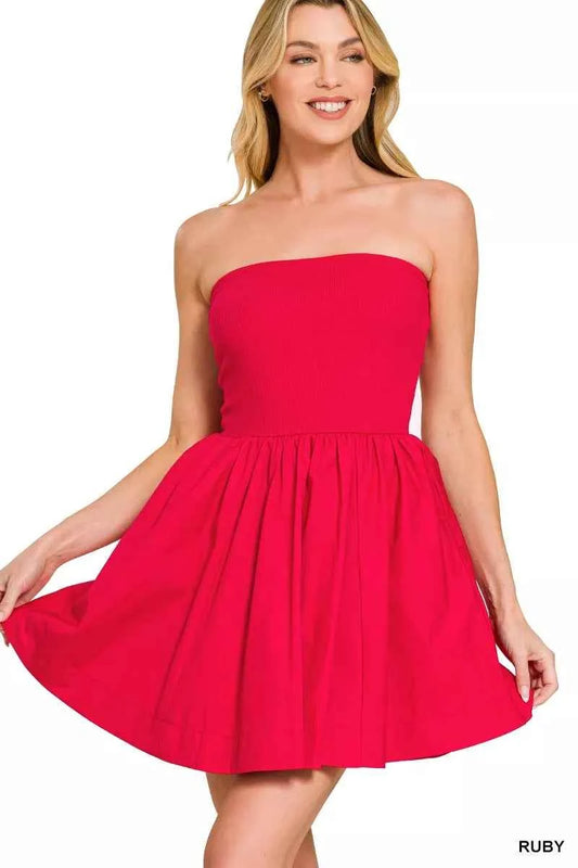 Zenana Combined Knit Tube Top Flare Mini Dress RUBY fba1cb3a17da4b94abb29ff698da5c3a-Max-Origin
