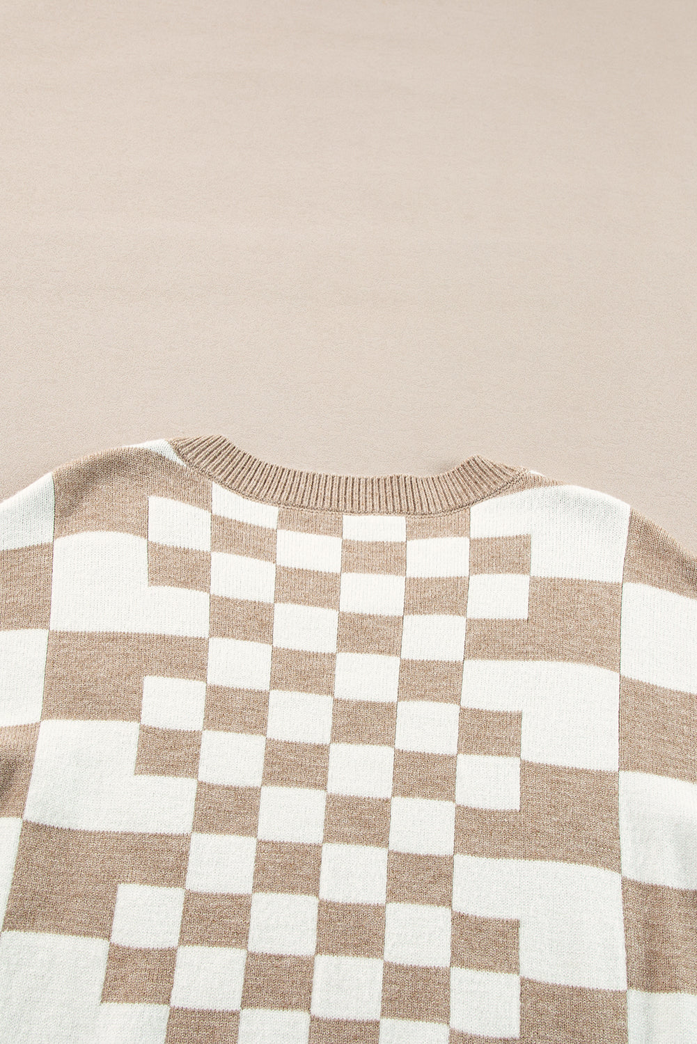Black Checkered Drop Shoulder Round Neck Sweater fba4ab1b10c25f7f