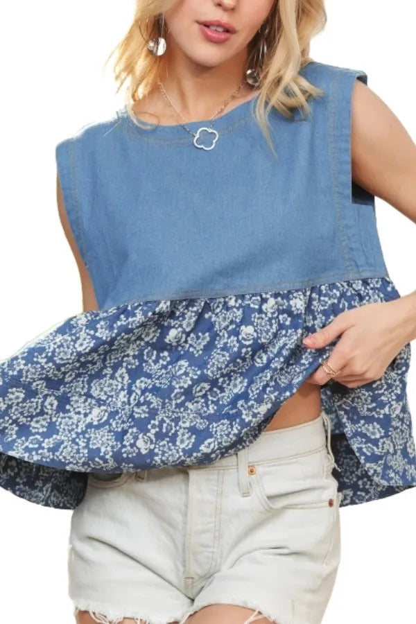 ADORA Sleeveless Denim Contrast Top fba8b09c72174a6cb6728faf0208421d-Max-Origin