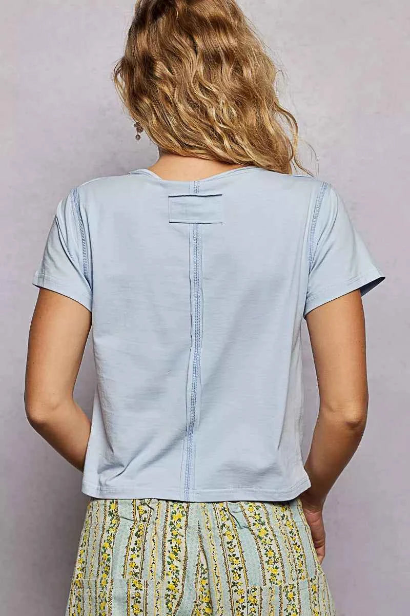 POL Contrast Stitching Round Neck Short Sleeve T-Shirt fbaec1f5-4a11-431b-9b84-bfabd5d9961a-Max-Origin
