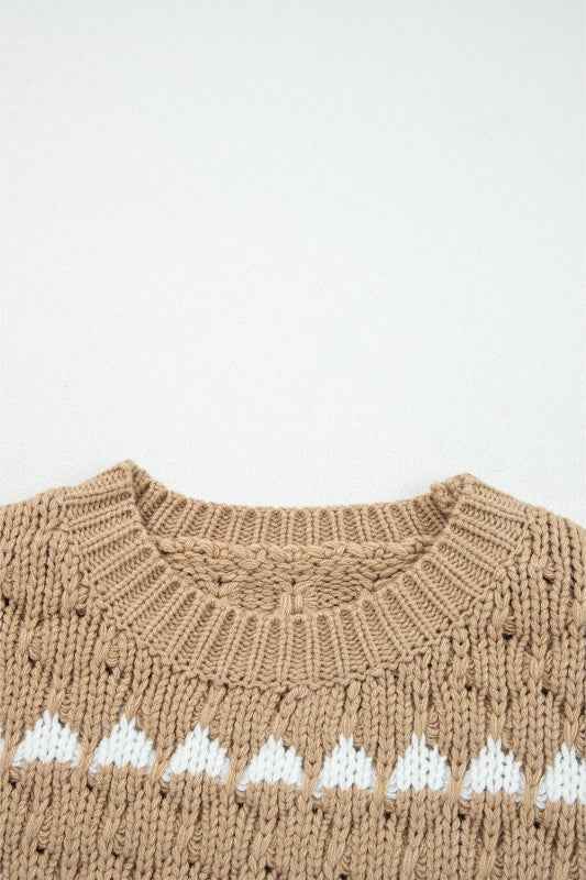 Colorblock Textured Knit Puff Sleeve Sweater fbccdf3d-7b8d-40ae-aa60-f2bf36a035a2
