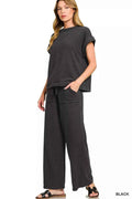 Zenana Cotton Slub Short Sleeve Tee and Pants Set BLACK fbe46cf5a742428ca961ed46292ab351-Max-Origin