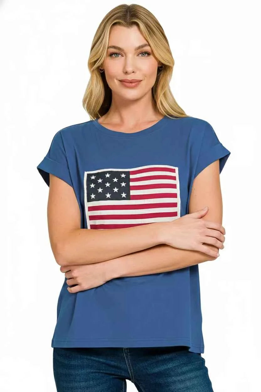 Zenana Full Size US Flag Round Neck Short Sleeve T-Shirt Plus Size fbed611f-ca30-4a8c-b697-59842d5120da-Max-Origin