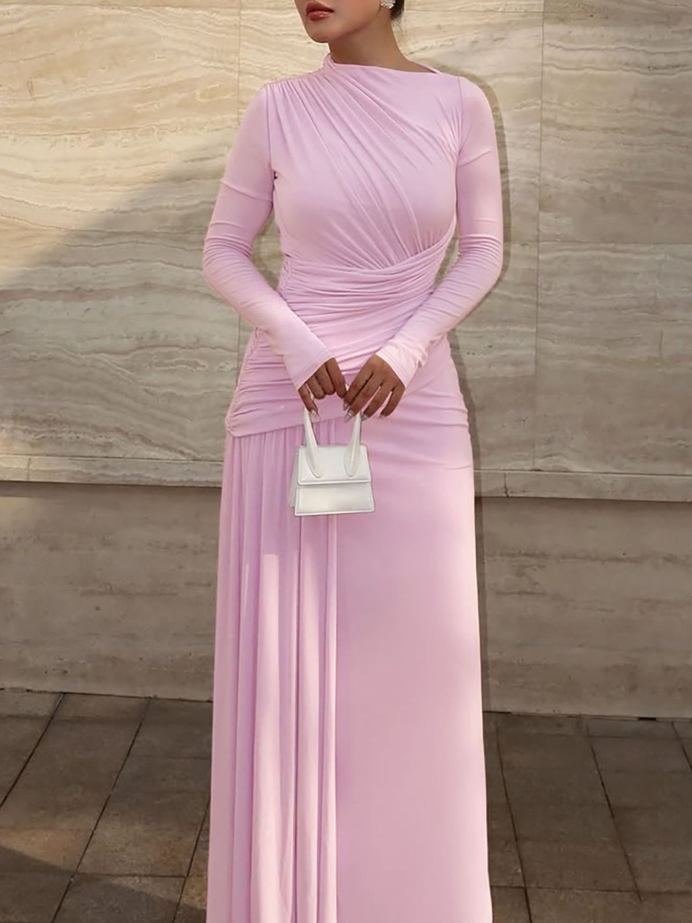 Ruched Long Sleeve Mermaid Maxi Dress fbf07a85-4b66-4654-b10b-795c35a5ae85-Max