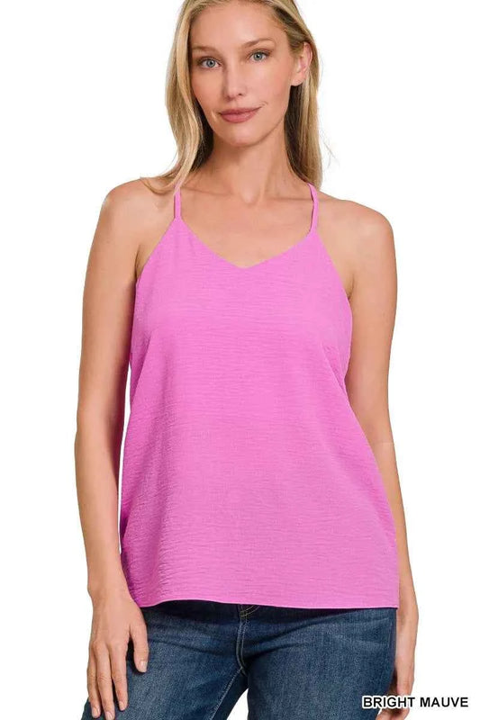 Zenana Woven Airflow Adjustable Strap V-Neck Cami BRIGHT MAUVE fbf3d4aceae045079fdc0d880e21237c-Max-Origin