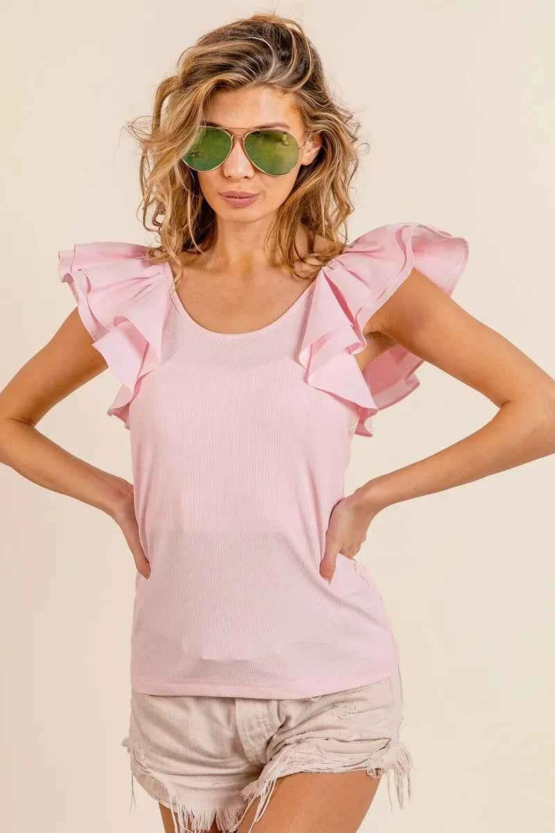 BiBi Wide Layered Ruffle Sleeve Scoop Neck Ribbed Top fbf5d4cf5ae74819a62e5bd786cf2612-Max-Origin