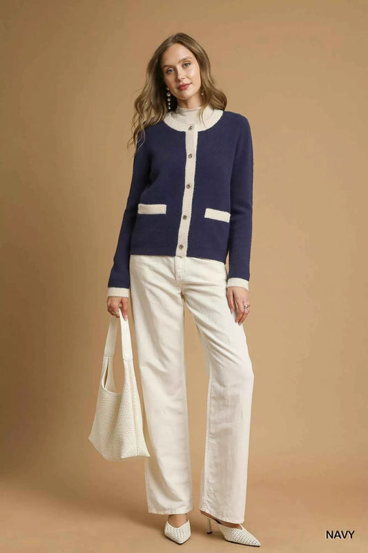 Two-Tone Button Front Cardigan fbfd0ba4-6640-467a-8ee0-2d9798960ea4-Max-Origin
